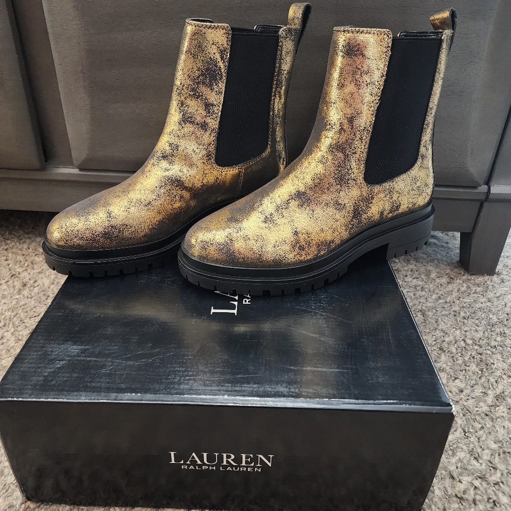 Lauren Ralph Lauren Bronze Metallic Chelsea Boots for Women